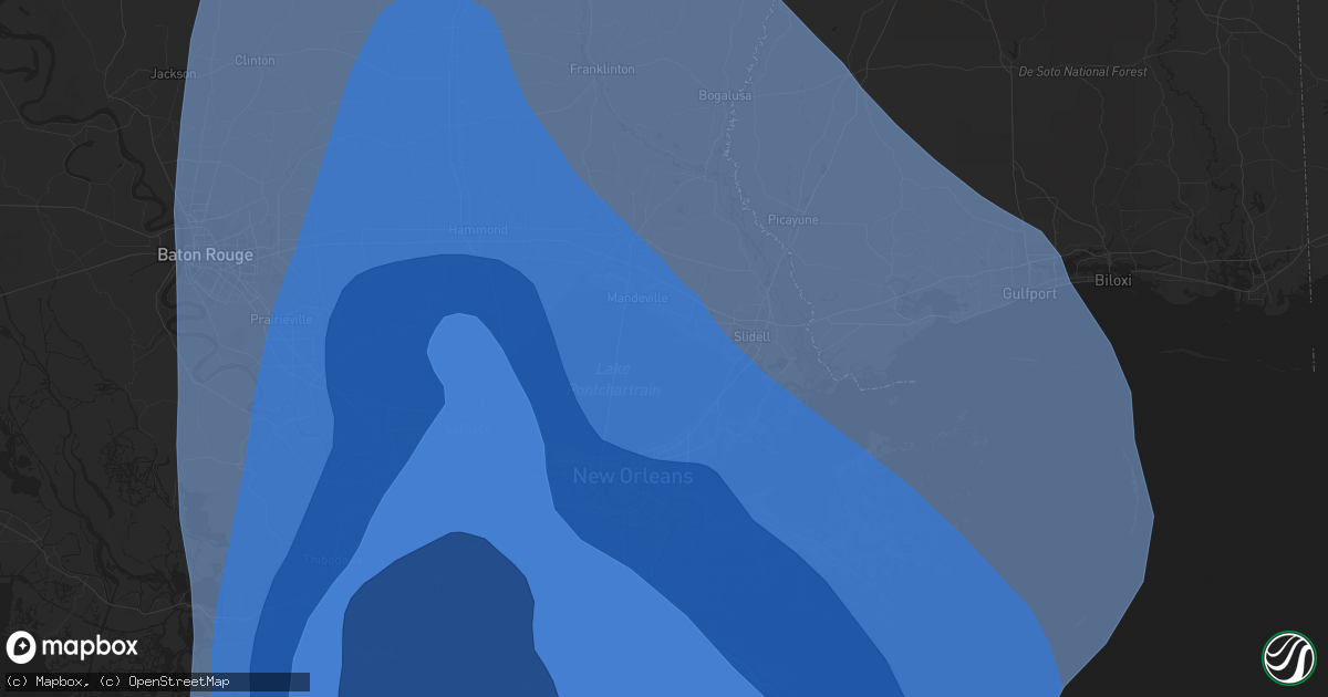 Hail map in Kenner, LA on August 29, 2021