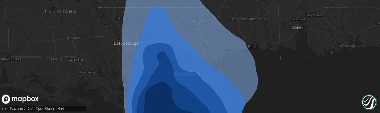 Hail map in Marrero, LA on August 29, 2021