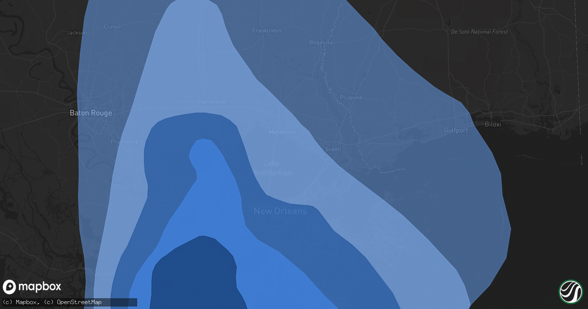Hail map in Metairie, LA on August 29, 2021