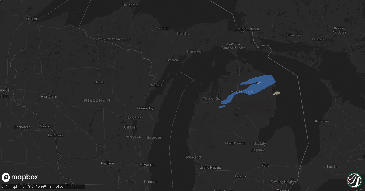 Hail map in Michigan on August 29, 2021
