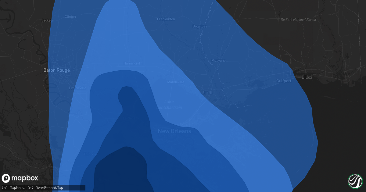 Hail map in New Orleans, LA on August 29, 2021