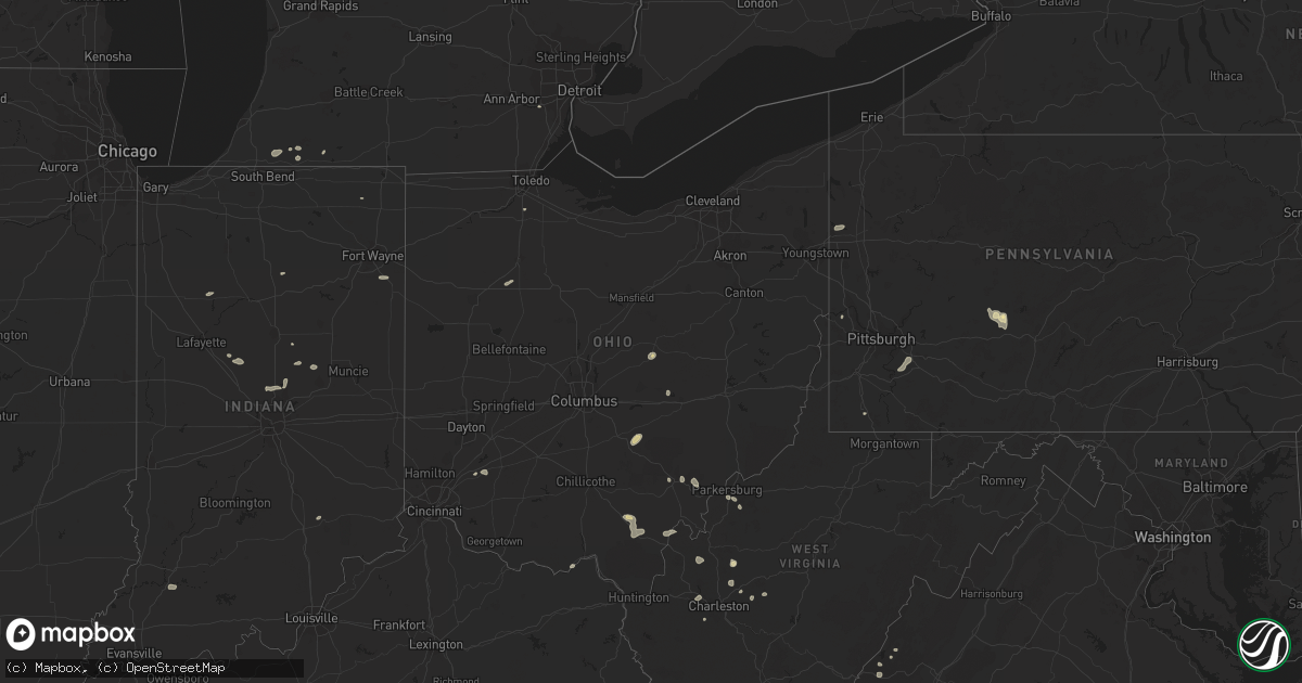 Hail map in Ohio on August 29, 2021