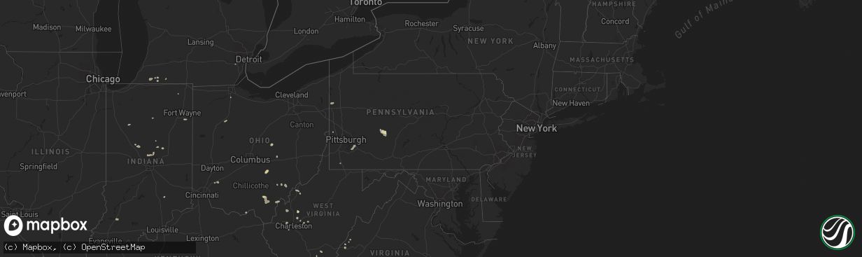 Hail map in Pennsylvania on August 29, 2021