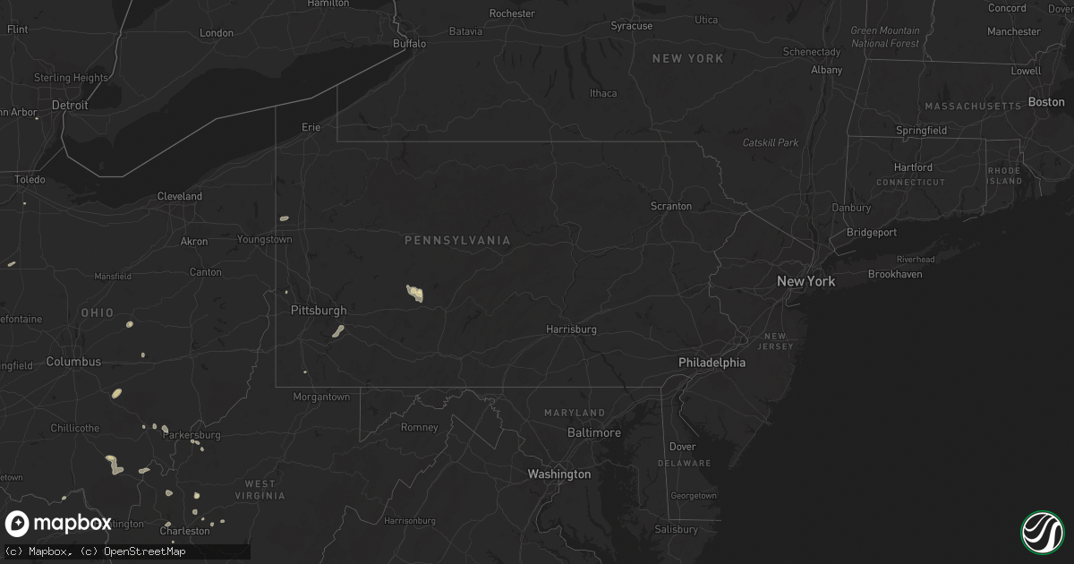 Hail map in Pennsylvania on August 29, 2021