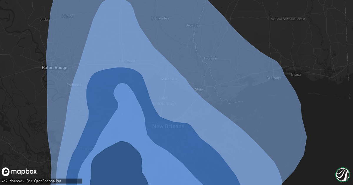 Hail map in Thibodaux, LA on August 29, 2021