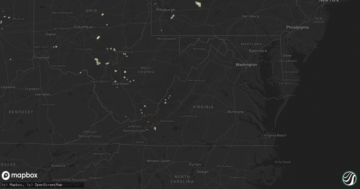 Hail map in Virginia on August 29, 2021