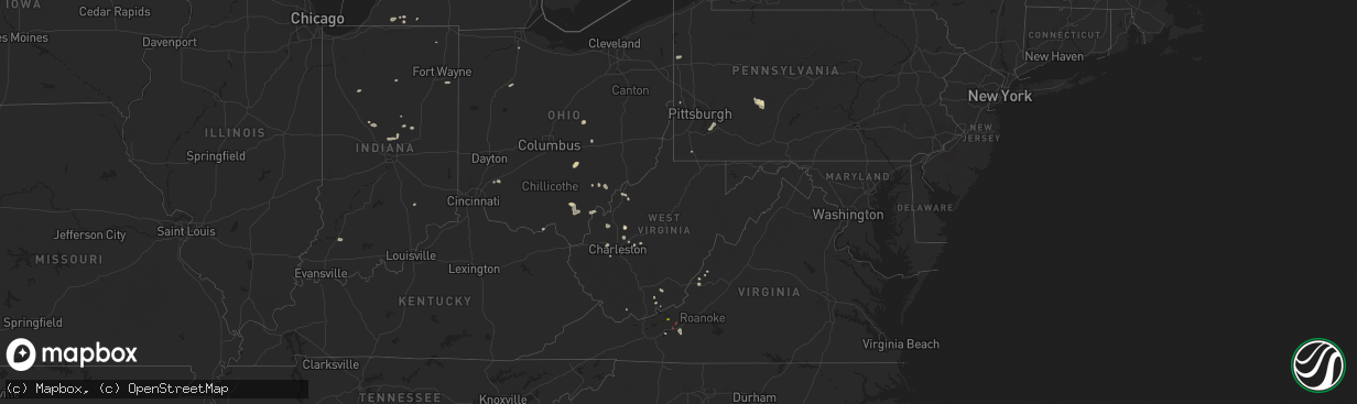 Hail map in West Virginia on August 29, 2021