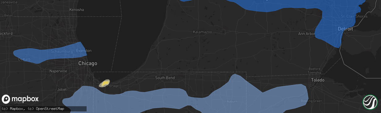 Hail map in Flint, MI on August 29, 2022