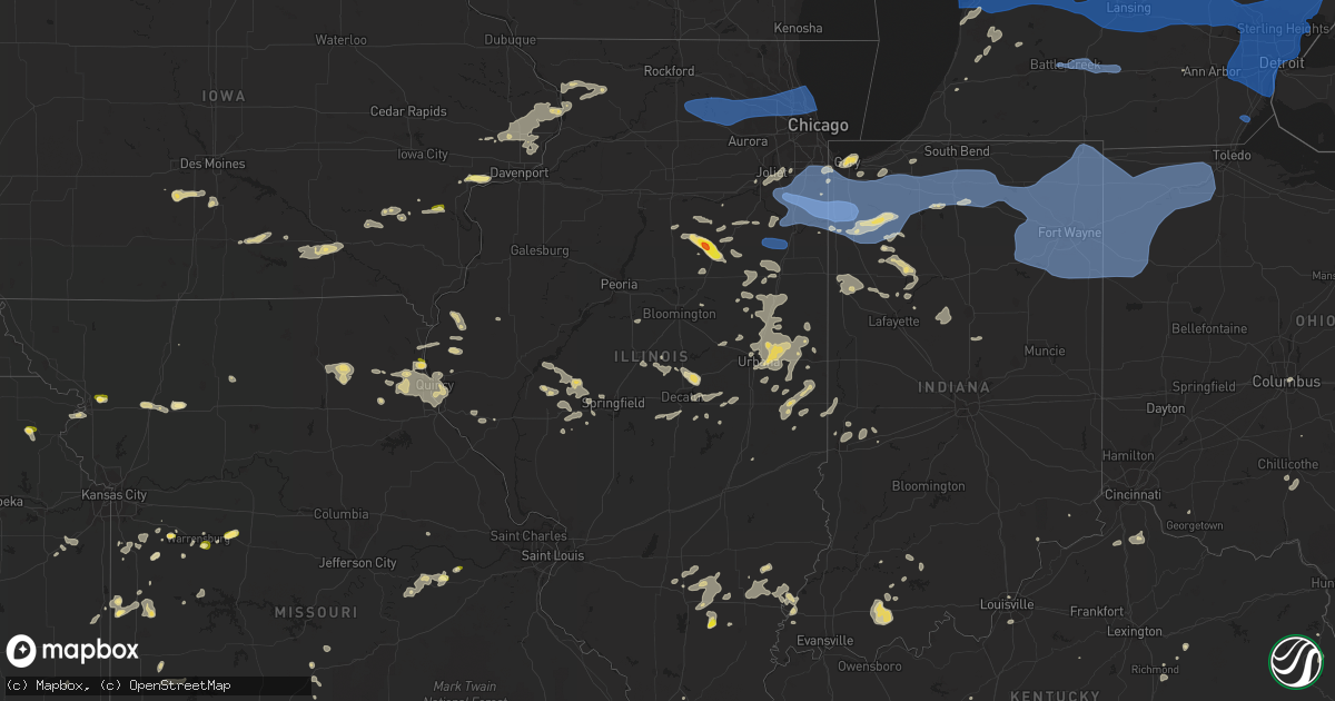 Hail map in Illinois on August 29, 2022