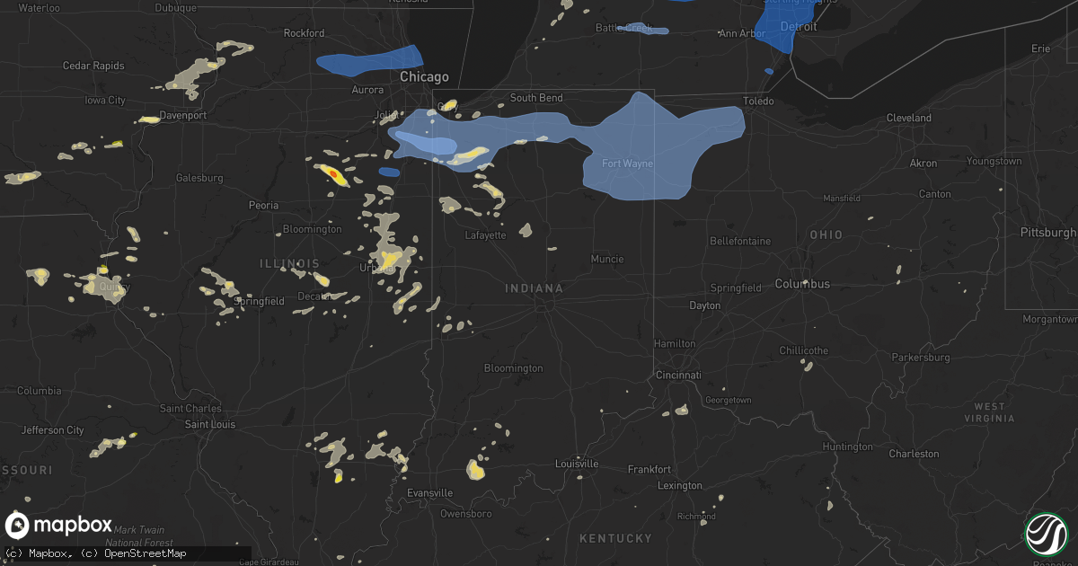 Hail map in Indiana on August 29, 2022