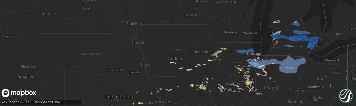 Hail map in Iowa on August 29, 2022