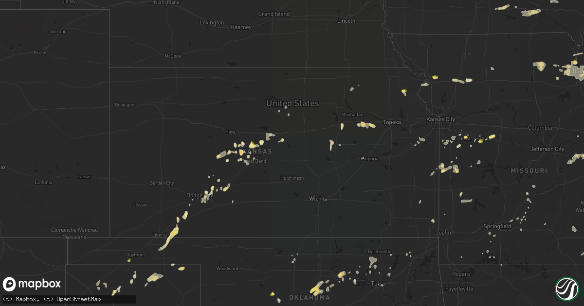 Hail map in Kansas on August 29, 2022