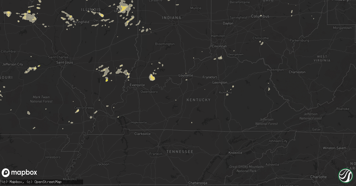 Hail map in Kentucky on August 29, 2022
