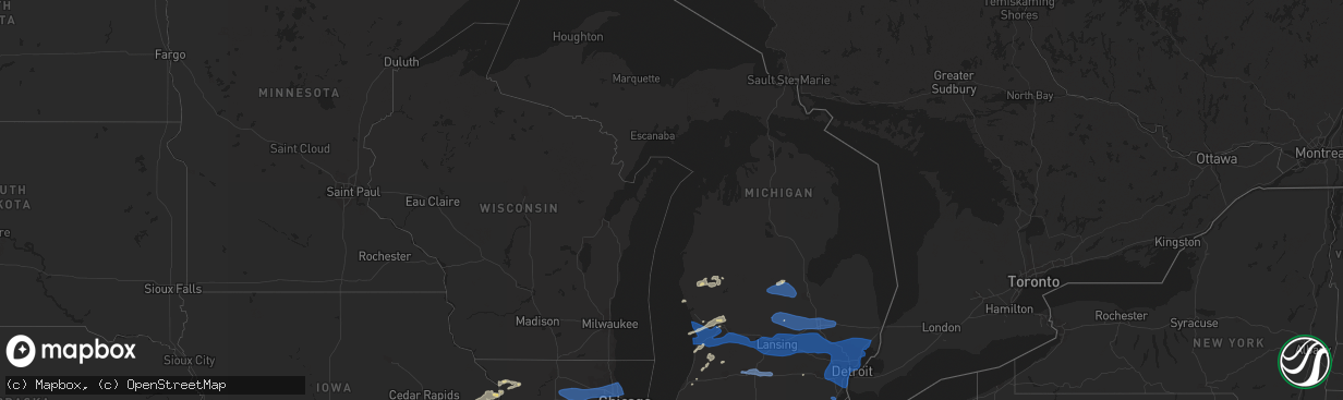 Hail map in Michigan on August 29, 2022