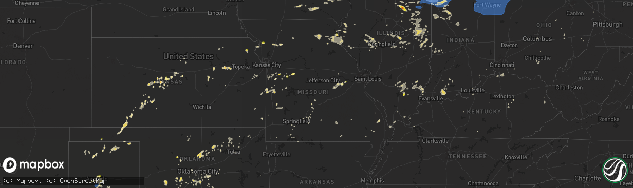 Hail map in Missouri on August 29, 2022