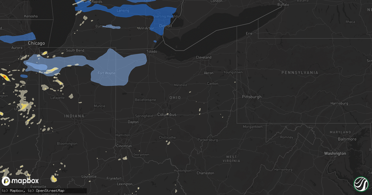 Hail map in Ohio on August 29, 2022