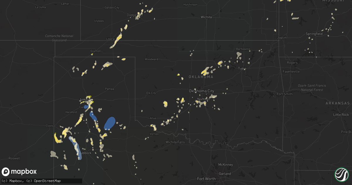 Hail map in Oklahoma on August 29, 2022