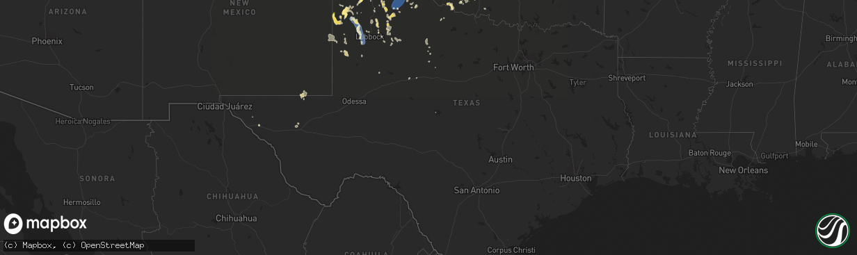 Hail map in Texas on August 29, 2022