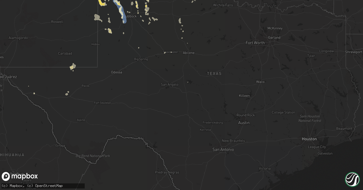 Hail map in Texas on August 29, 2022