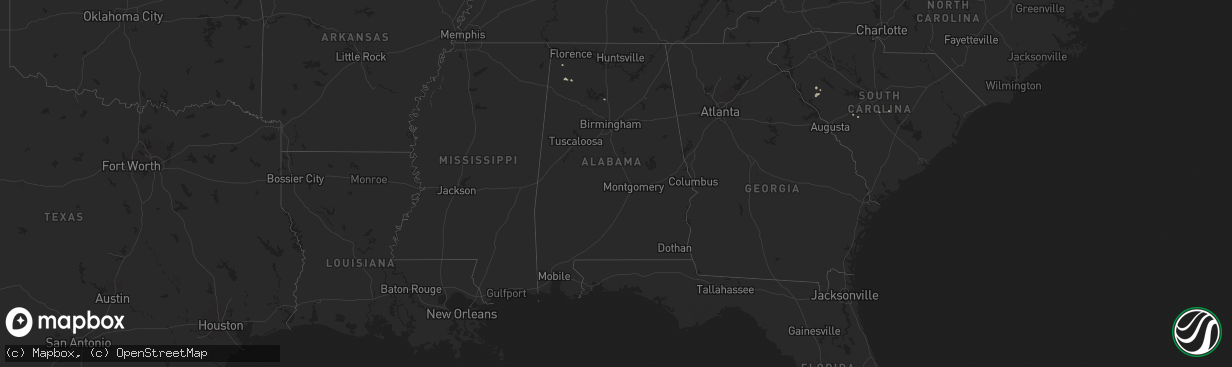 Hail map in Alabama on August 29, 2024