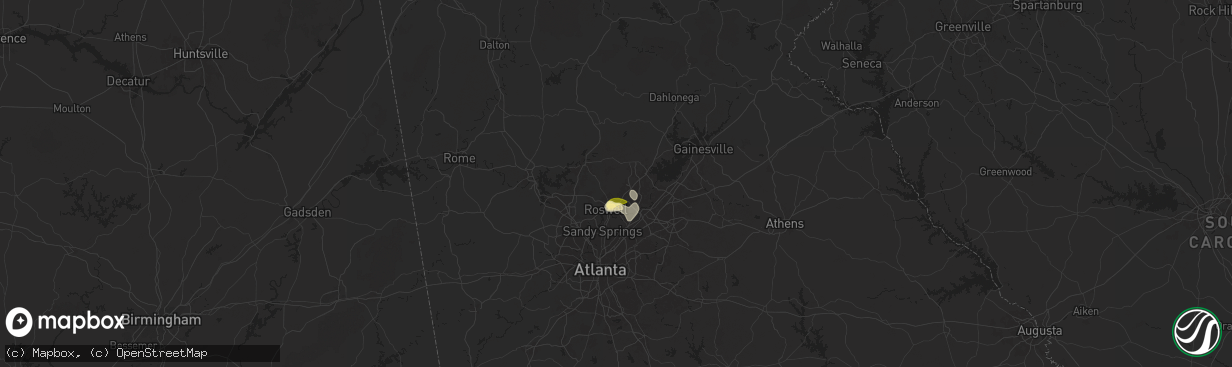 Hail map in Alpharetta, GA on August 29, 2024