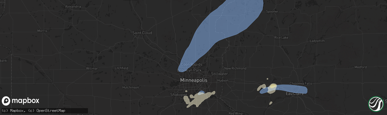 Hail map in Andover, MN on August 29, 2024