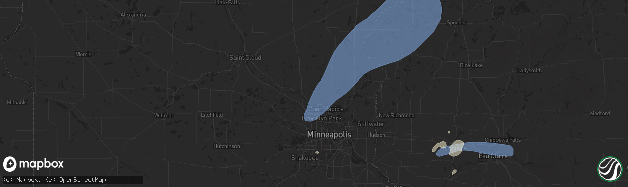 Hail map in Anoka, MN on August 29, 2024