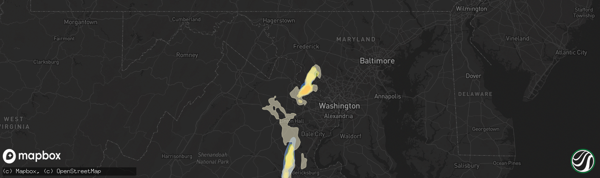 Hail map in Ashburn, VA on August 29, 2024