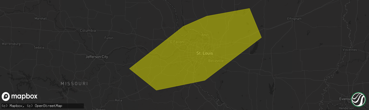 Hail map in Ballwin, MO on August 29, 2024