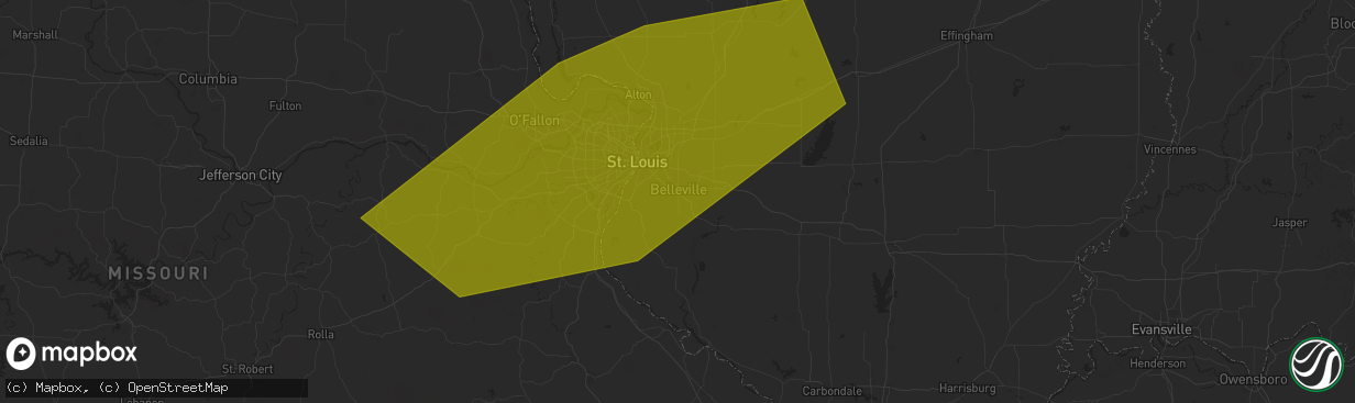 Hail map in Belleville, IL on August 29, 2024