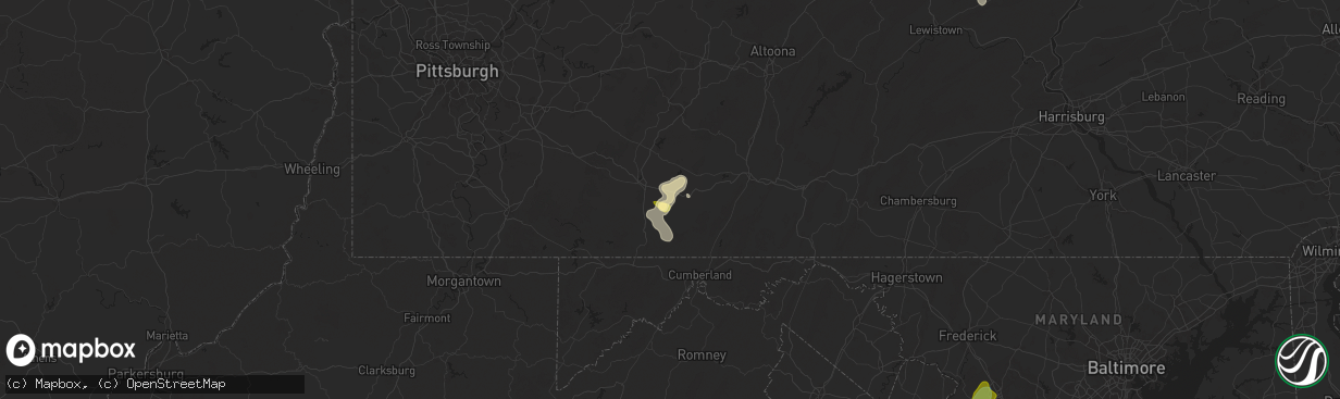 Hail map in Berlin, PA on August 29, 2024