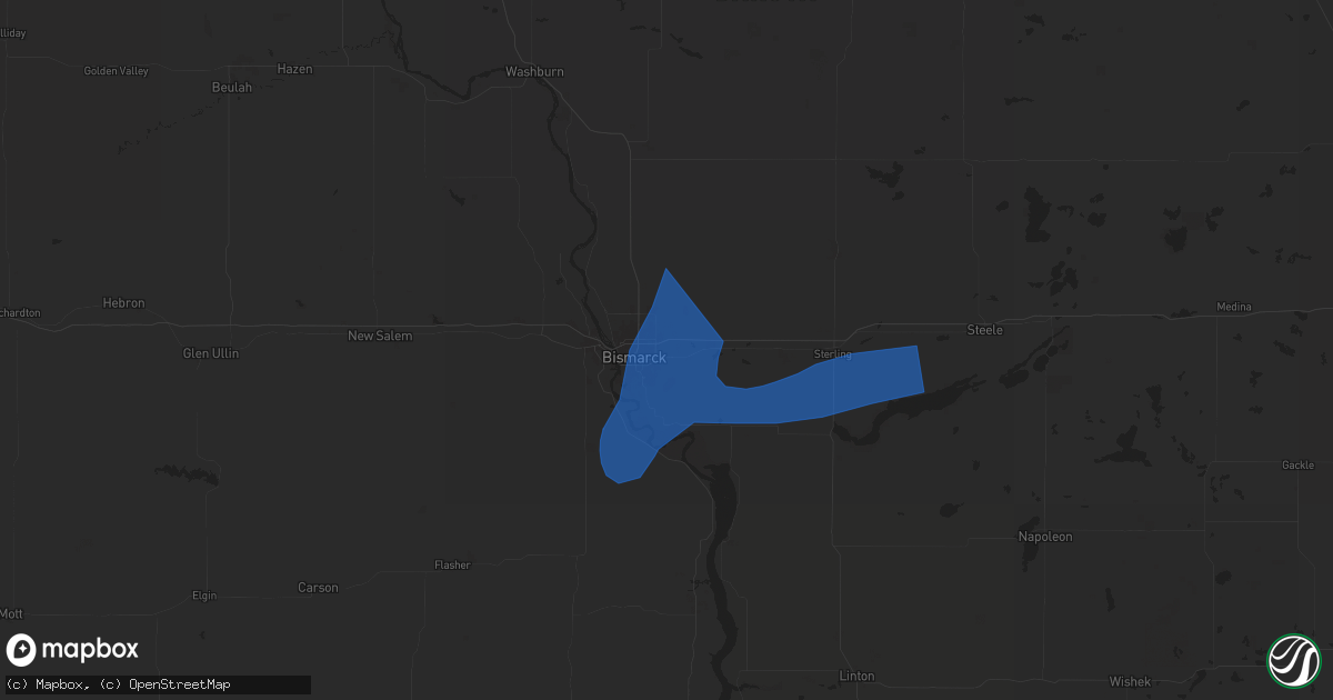 Hail map in Bismarck, ND on August 29, 2024