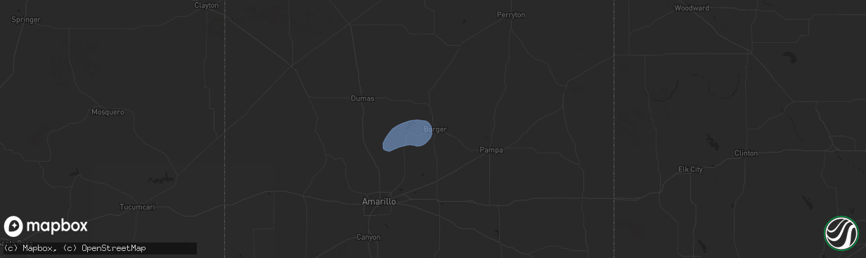 Hail map in Borger, TX on August 29, 2024