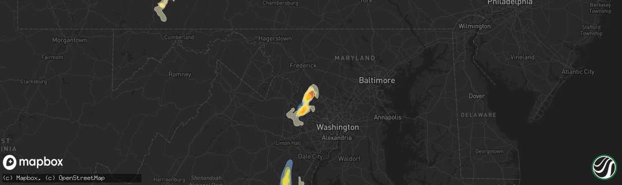 Hail map in Boyds, MD on August 29, 2024