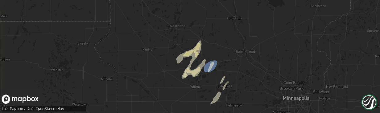 Hail map in Brooten, MN on August 29, 2024