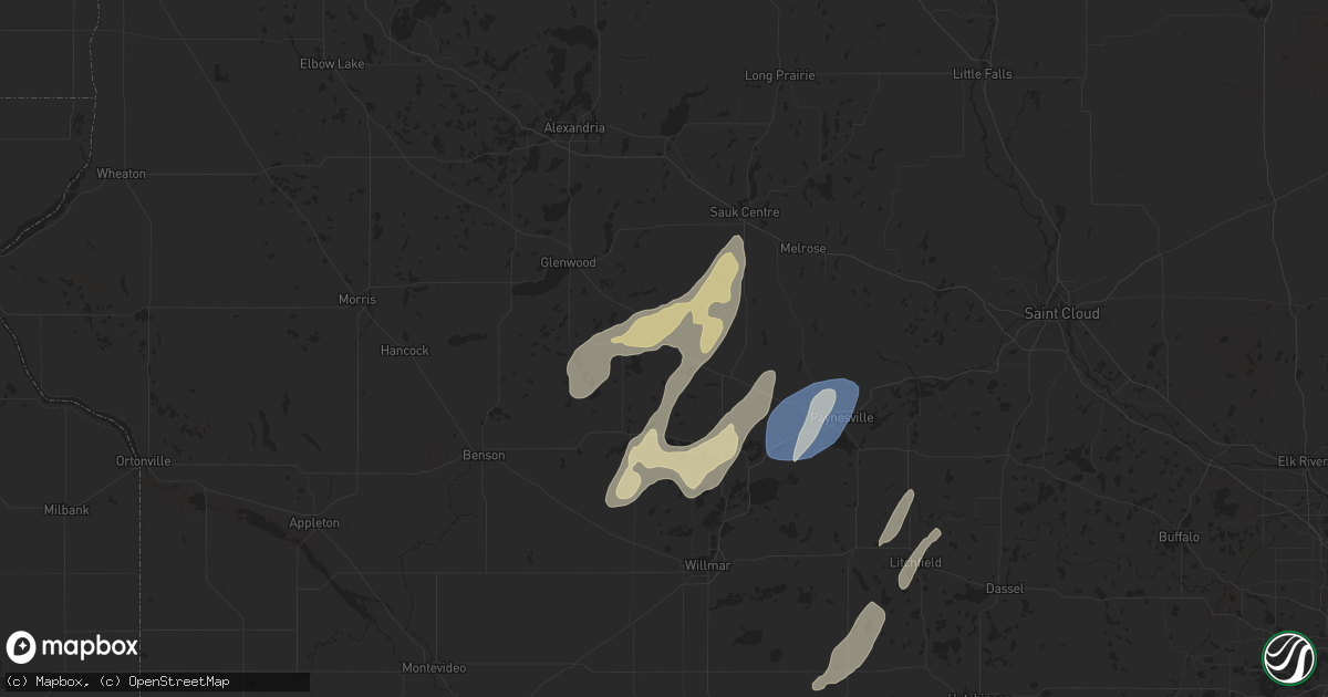 Hail map in Brooten, MN on August 29, 2024