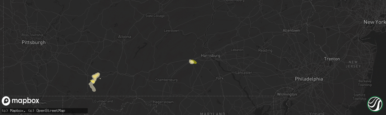 Hail map in Carlisle, PA on August 29, 2024