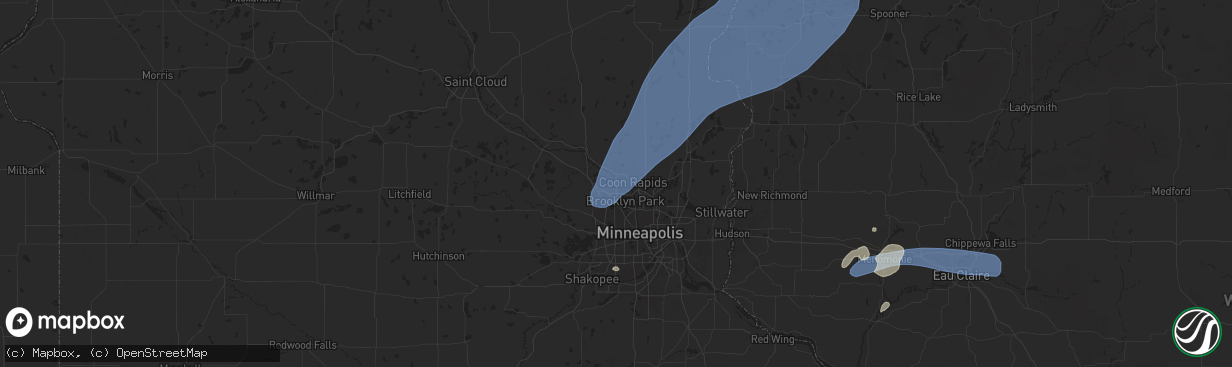 Hail map in Champlin, MN on August 29, 2024