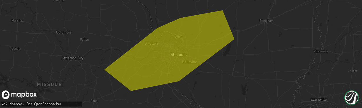 Hail map in East Saint Louis, IL on August 29, 2024