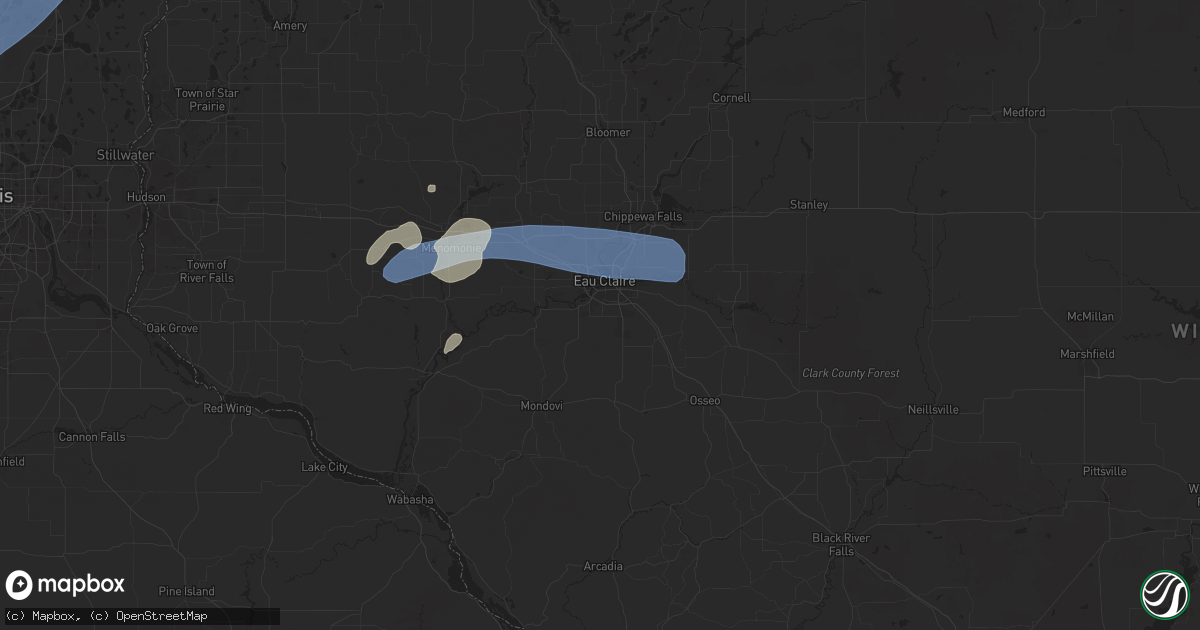 Hail map in Eau Claire, WI on August 29, 2024
