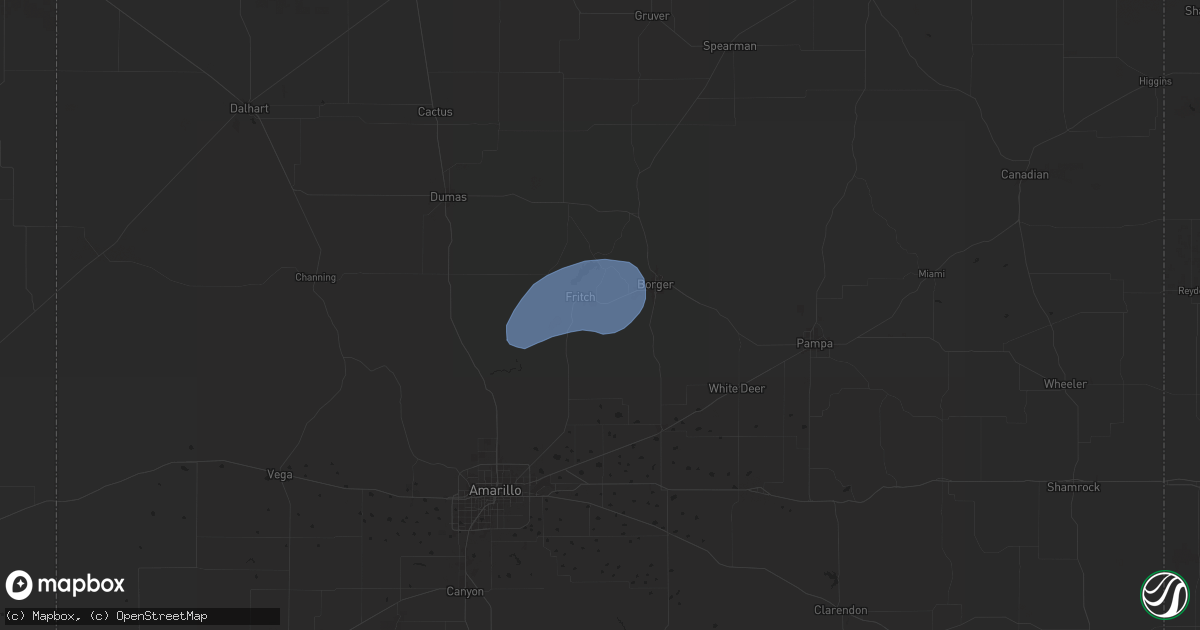 Hail map in Fritch, TX on August 29, 2024
