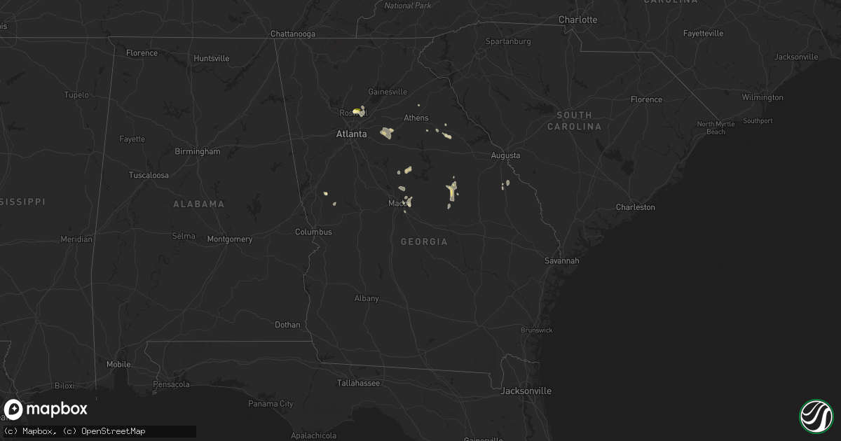 Hail map in Georgia on August 29, 2024