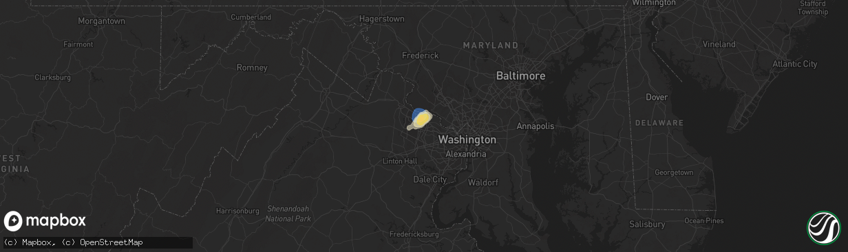 Hail map in Herndon, VA on August 29, 2024