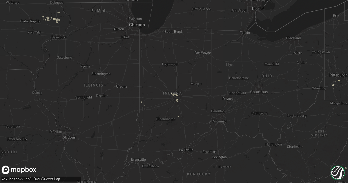 Hail map in Indiana on August 29, 2024