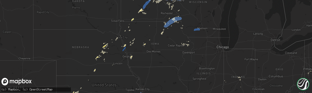 Hail map in Iowa on August 29, 2024