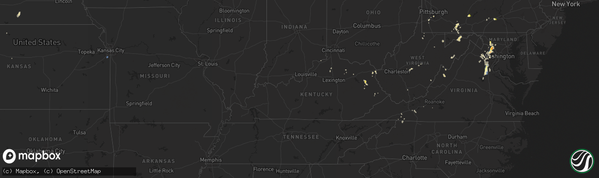 Hail map in Kentucky on August 29, 2024