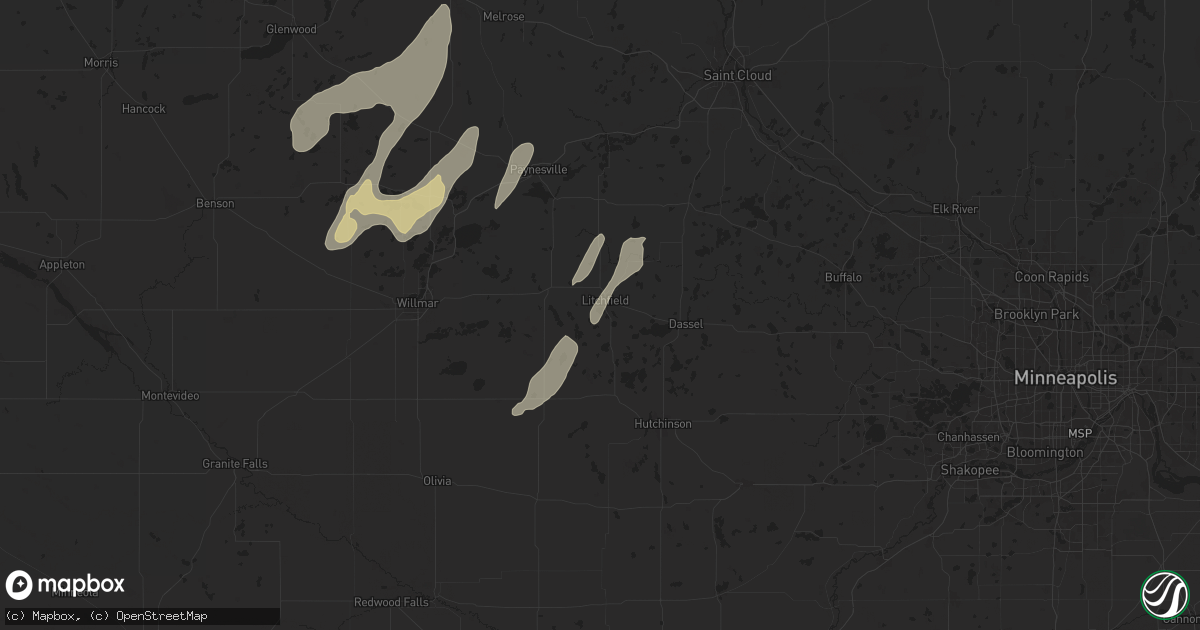 Hail map in Litchfield, MN on August 29, 2024