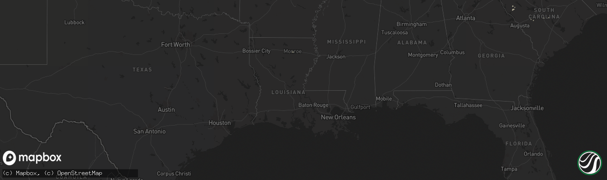 Hail map in Louisiana on August 29, 2024