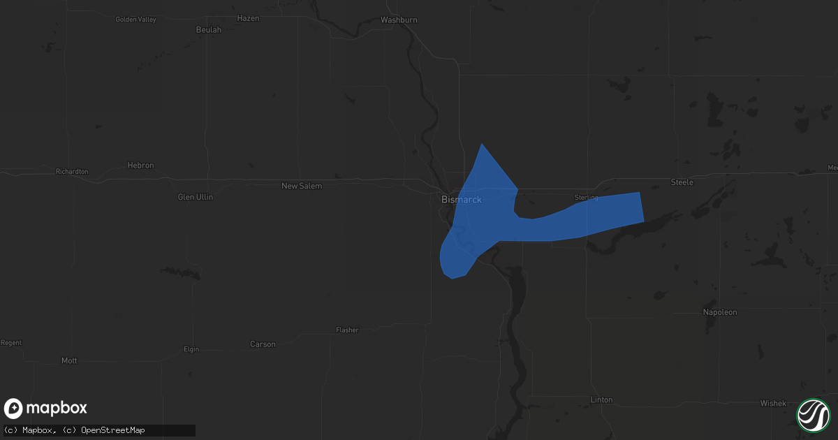 Hail map in Mandan, ND on August 29, 2024