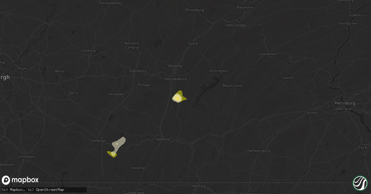 Hail map in Martinsburg, PA on August 29, 2024